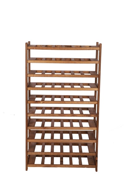 PROREGAL Weinregal SPREEWALD HxBxT 124x70x33cm 60 Flaschen auf 10 Ebenen Massives Kiefernholz Braun geölt