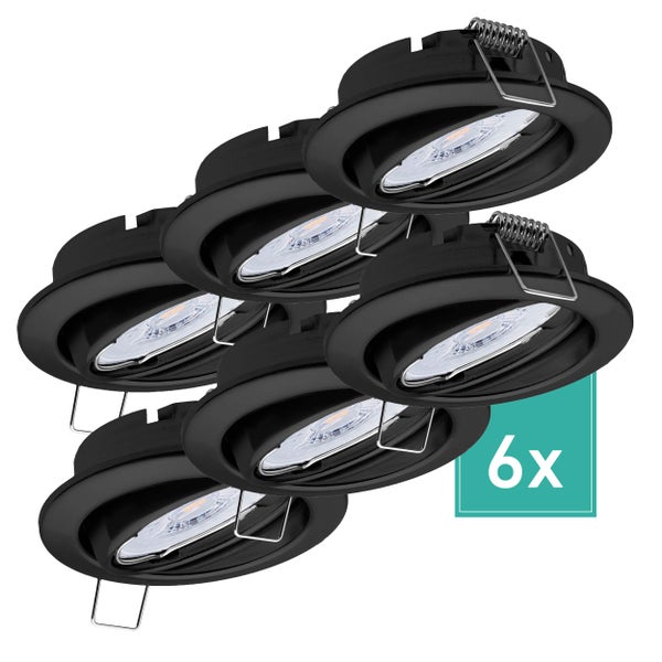 Spots schwenkbar Dijon 2700K LED Modul 4,8W 230V 380lm Warmweiß Einbauleuchten Schwarz Lochmaß 68mm