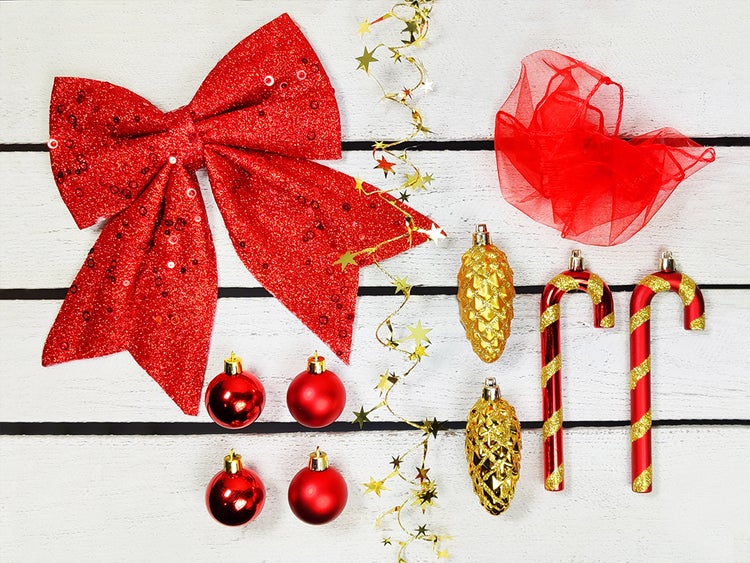 LAALU Geschmückter künstlicher Weihnachtsbaum SANTA CLAUS 60 cm mit LED-BELEUCHTUNG IM TOPF