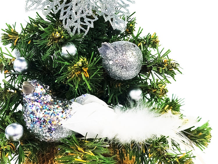 Geschmückter künstlicher Weihnachtsbaum mit 16 Ornamenten TINY 3 im Topf 25 cm