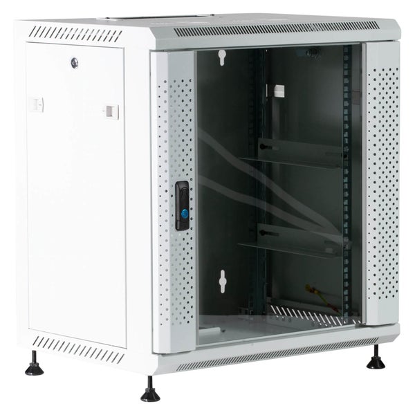 ProfiPatch Netzwerkschrank Wandgehäuse 10 Zoll 12HE PREMIUM montiert Tiefe 300mm grau