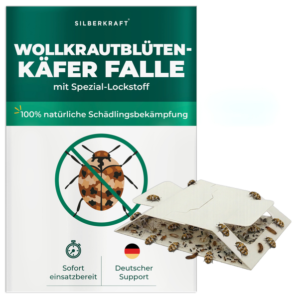 Silberkraft Wollkrautblütenkäfer Falle mit Lockstoff zur natürlichen Schädlingsbekämpfung gegen Wollkrautblütenkäfer.