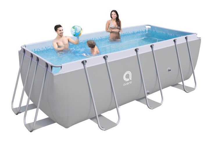 Avenli Aufstellpool Framepool rechteckig 400x200x99 cm Ersatzpool inkl. Stopfen und Gartenschlauchadapter grau