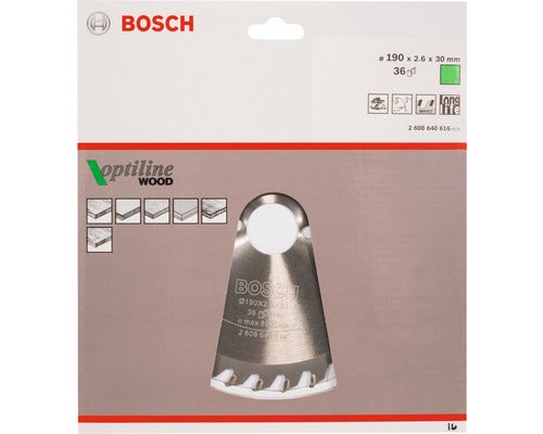 Bosch Optiline Wood Kreissägeblatt, 190 x 2,6 x 30 Millimeter