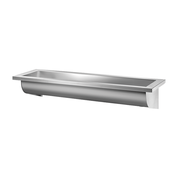 Wandnische aus Edelstahl, länglich, für das Badezimmer oder die Dusche.
