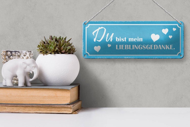 Blechschild Spruch 27x10cm Du bist mein Lieblingsgedanke Dekoration