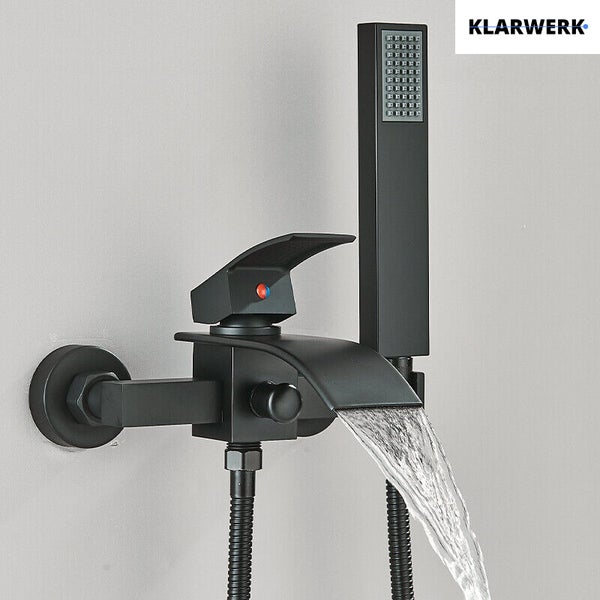 Wannenarmatur Klarwerk mit Wasserfallauslauf und Handbrause zur Wandmontage