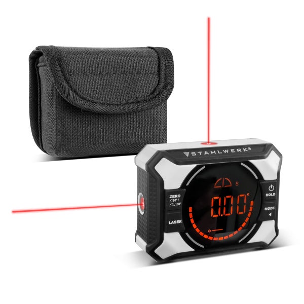 STAHLWERK Digital-Winkelmesser mit rotem Laser und Aufbewahrungstasche