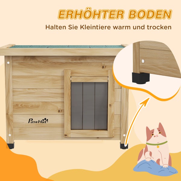 Holz-Kleintierhaus mit erhöhtem Boden und PawHut Logo