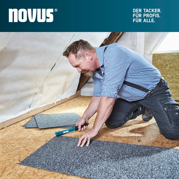 Novus Tools Hammertacker J-022, 4–6 mm Typ H, Premium-Tacker geeignet für Feindrahtklammern, Teppiche & Stoffe 030-0451