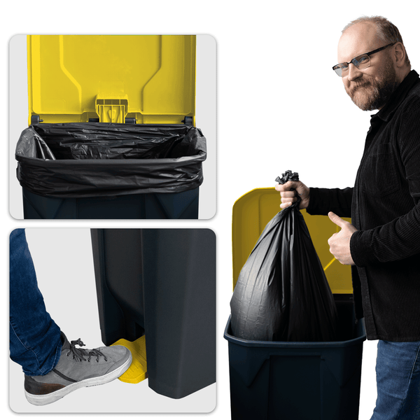 FLOORDIREKT Mülleimer Olaf Step-On Abfalleimer Tretmülleimer Universal Gelb 50 Liter