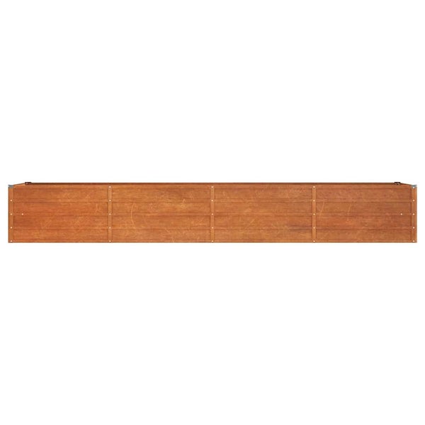 Langes, rechteckiges Hochbeet aus Holz für den Garten.