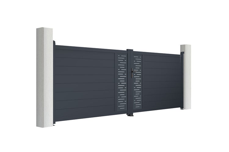 Doppelflügeltor aus Aluminium 4m ARLBERG 400B140 Grau