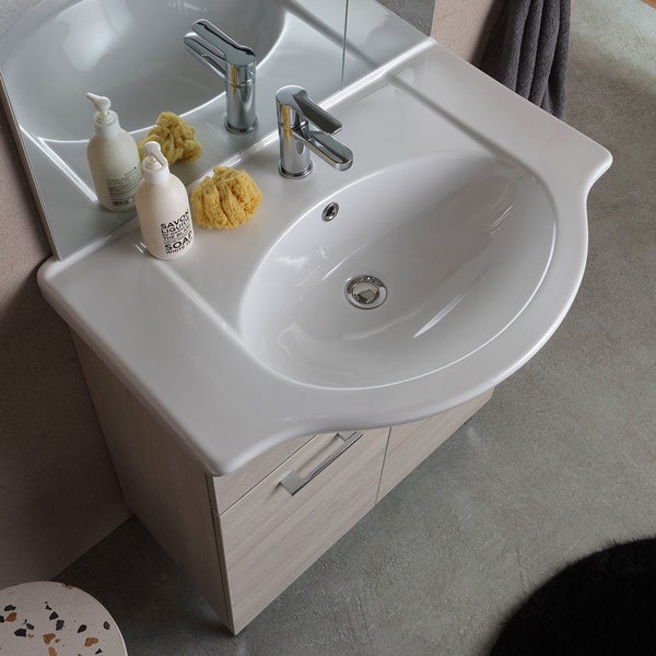 Holzoptik Möbelset für das Badezimmer mit Füßen, Eiche grau | Rimini