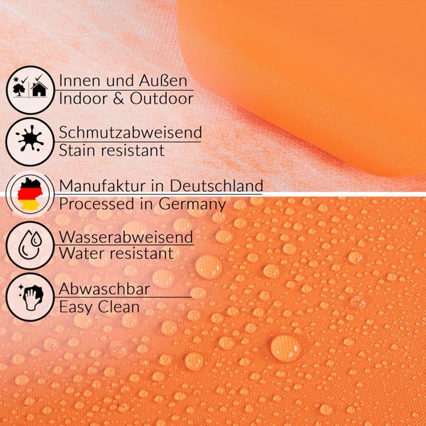 Eigenschaften: Innen und Außen, schmutzabweisend, hergestellt in Deutschland, wasserabweisend, leicht zu reinigen