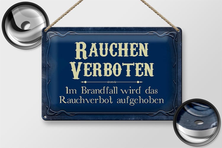 Blechschild Hinweis 30x20cm Rauchen verboten Im Brandfall