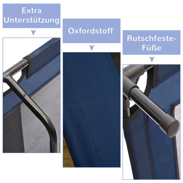 PawHut Hundeliege, 91.5 x 76.2 x 18 cm (L*B*H), Eisenrohr, 600 D Oxford und Texteline- Stoff, Blau+Schwarz