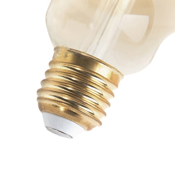 Nahaufnahme eines E27 Schraubsockels einer Glühbirne.