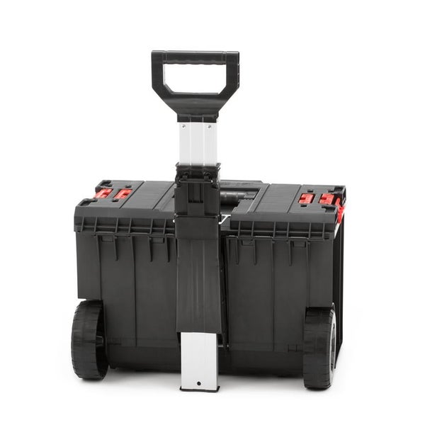 PROREGAL QBRICK Werkzeugtrolley One 50 Liter Mit Deck & Teleskopgriffe Mit Klemmverschlüsse Mit 2 Gummiräder Metall Schwarz