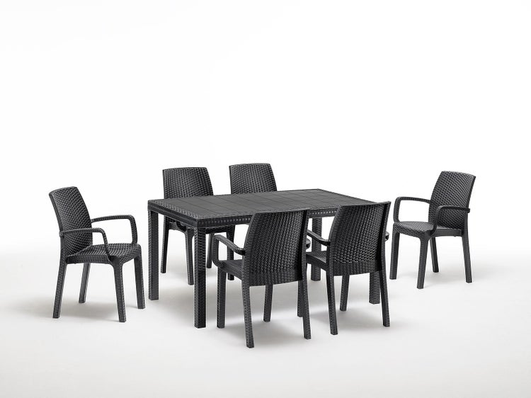 BICA Diningset 7 tlg. Verona, 6 Stühle und größer Tisch Houston, Anthrazit