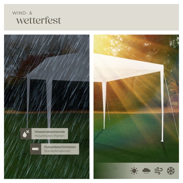 Pavillon tectake Farah wasserdicht 3 x 3 m weiß
