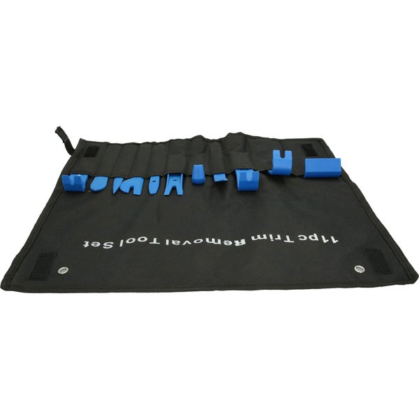 Elf-teiliges Zierleisten Demontage Werkzeug Set in einer schwarzen Werkzeugtasche