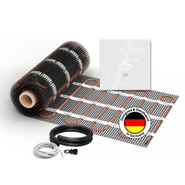 Fußbodenheizungsmatte mit digitalem Thermostat, Kabel und Zubehör