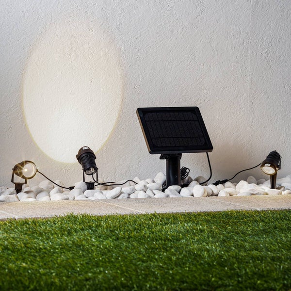 Lindby 3er Set LED Solarleuchten Malida (spritzwassergeschützt (Modern) in Schwarz aus Aluminium (3 flammig, ) - Solarlampe Solarleuchte Garten