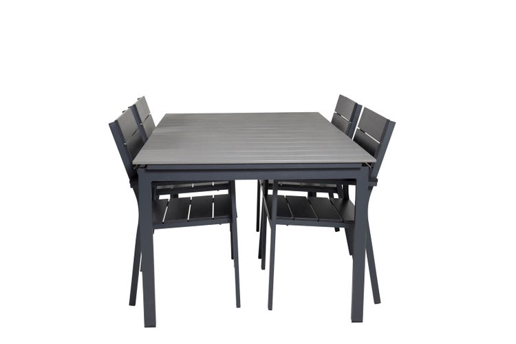 Levels Gartenset Tisch 100x160/240cm und 4 Stühle Levels schwarz, grau. 100 X 160 X 75 cm