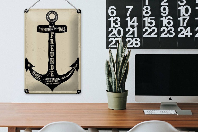 Blechschild Spruch Freunde Anker Trost Halt Sicherheit 20x30cm