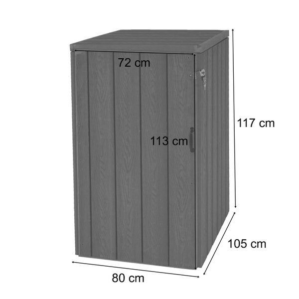 Gartenschrank mit Tür und den Maßen 72 cm mal 80 cm mal 117 cm