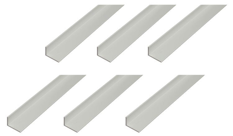 Sechs gleich lange Aluminium Winkelprofile im Set