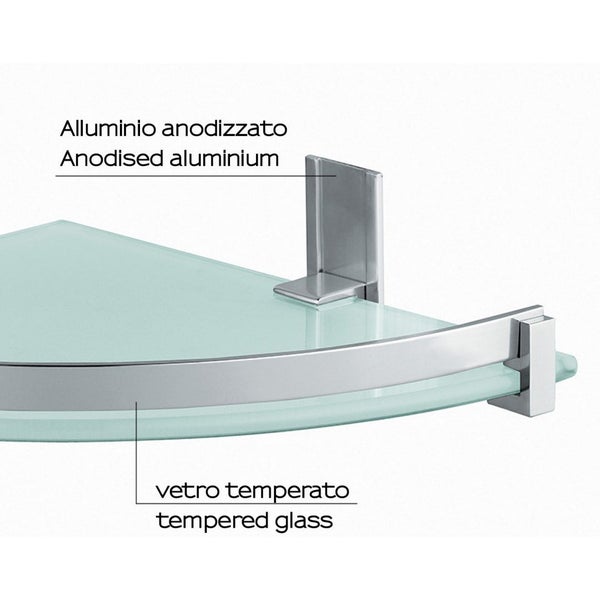 Eckablage aus Glas und Aluminium | Calatea