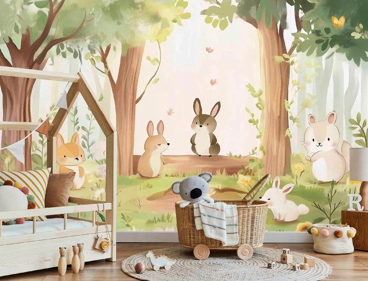 Fototapete Kinderzimmer Tiere Wald Vlies Tapete Kinder 350x250 cm