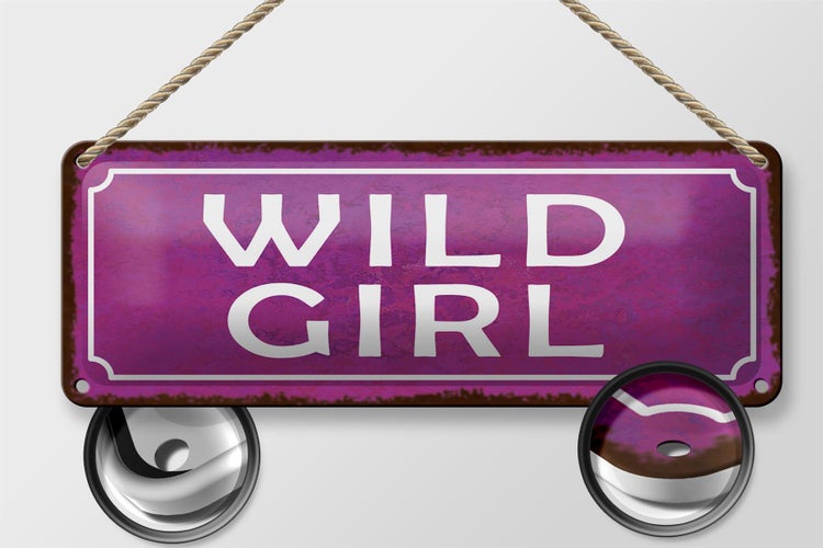 Blechschild Spruch 27x10cm Wild Girl Dekoration