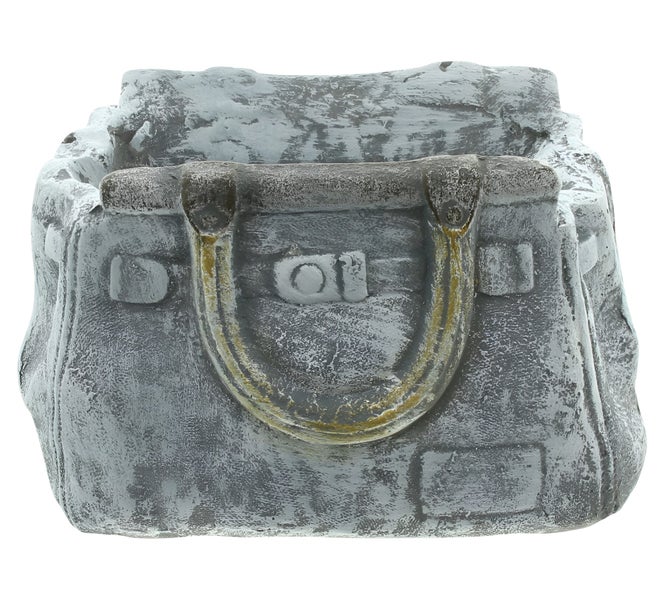 Dekoleidenschaft Blumentopf Handtasche in Stein Optik, Pflanztopf in Taschenform, Pflanzgefäß, Gartendeko für Draußen, Pflanzschale