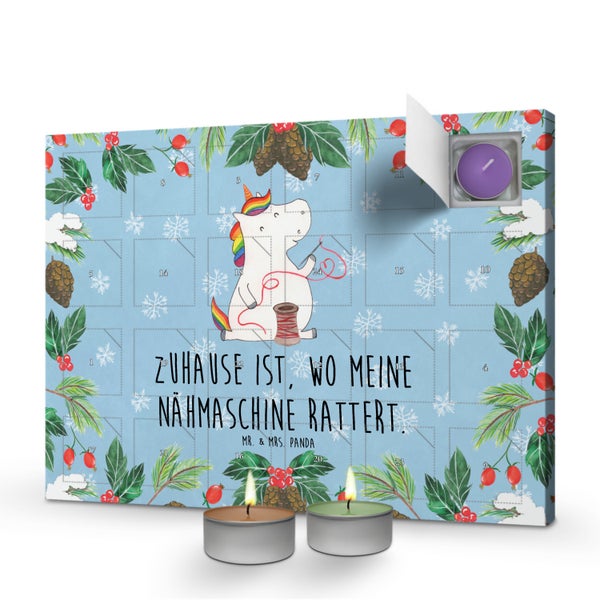 Mr. & Mrs. Panda Duftkerzen Adventskalender Einhorn Näherin - Blau Pastell