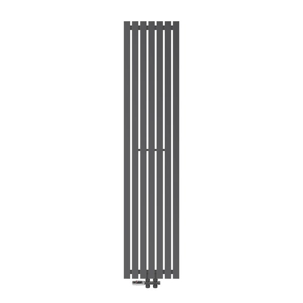 ECD Germany Design Paneelheizkörper Stella Mittelanschluss 370 x 1800 mm Anthrazit mit Anschlussgarnitur inkl. Thermostat Durchgang Boden, Flach Einlagig Vertikal, Heizkörper Badheizkörper Bad Heizung
