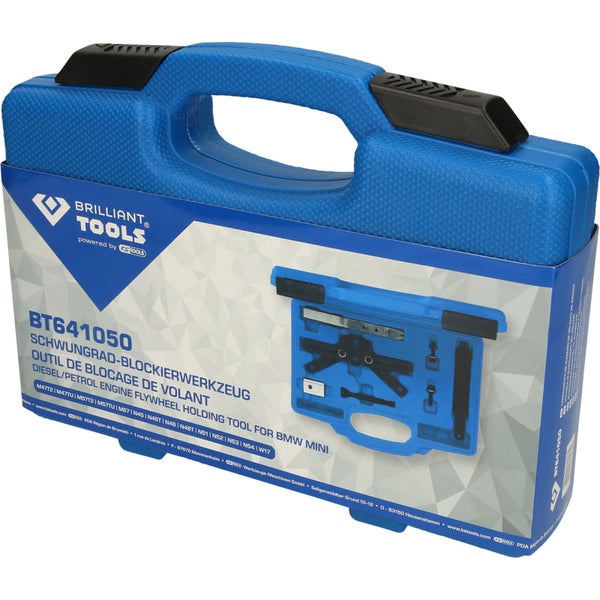 Brilliant Tools BT641050 Schwungrad Blockierwerkzeug für BMW Mini im blauen Werkzeugkoffer