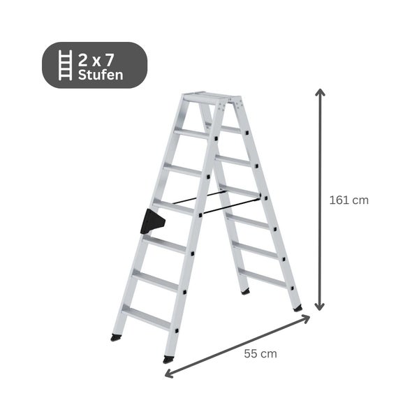 PROREGAL Stufen-Stehleiter Beidseitig Begehbar 2 x 7 Stufen