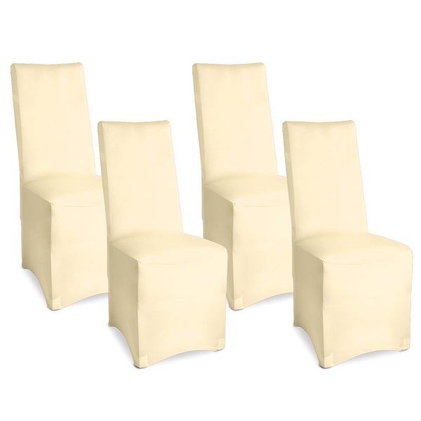 Beautissu Leona Stuhlhusse 95x45cm Ecru Stretch Bankett (4tlg)