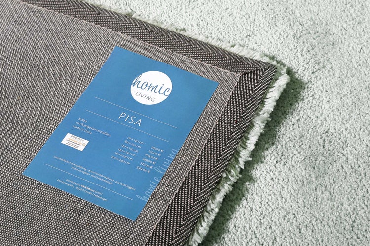 Teppich Hellgrau Grün Hochflor Pisa Homie Living 200x290 cm