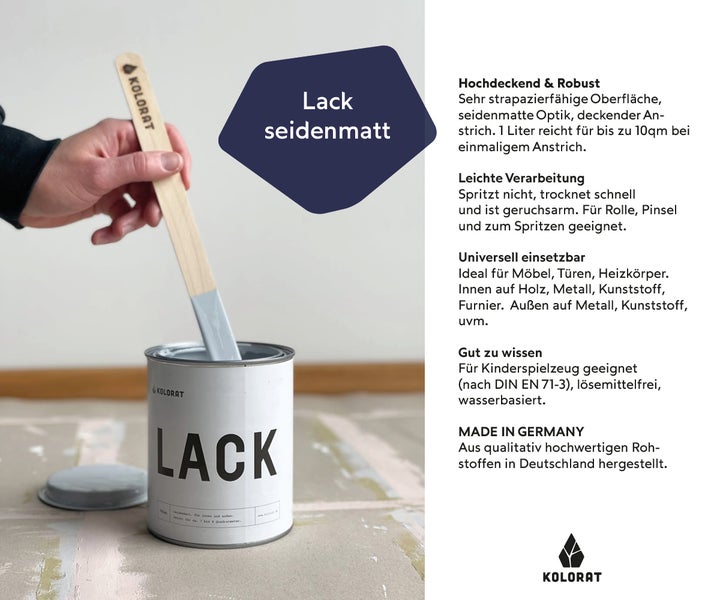 Kolorat Lack – Waldgrün K/35-8-47-46/T – 0.75L  Seidenmatte Farbe für Holz, Metall, Kunststoff – Holzfarbe & Möbellack mit leichter Verarbeitung, hoher Deckkraft, schneller Trocknung. Für Möbel, Türen, Fenster, Heizkörper, uvm.