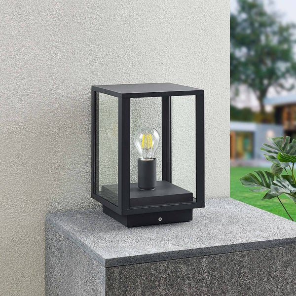 Lindby Außenleuchte Giavanna (spritzwassergeschützt (Modern) in Schwarz aus Aluminium (1 flammig, E27) - Wegeleuchte Pollerleuchte Wegelampe Sockelleuchte
