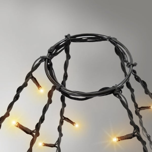 ECD Germany Fahnenmast Lichterkette, 10 Stränge à 8 Meter mit 360 LED in Warmweiß für Bäume, inkl. 10 Heringen und 10 Kabelbindern, Schwarz, IP44, Außen, Fahnenstangen Beleuchtung Außenbeleuchtung