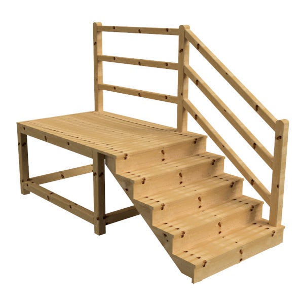 Holzpodest mit Treppe und Geländer