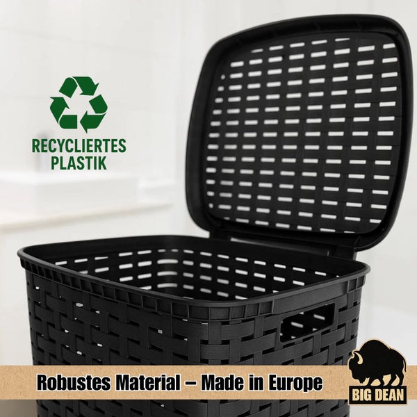 Wäschebox aus recyceltem Kunststoff mit robustem Material und dem Big Dean Logo, hergestellt in Europa