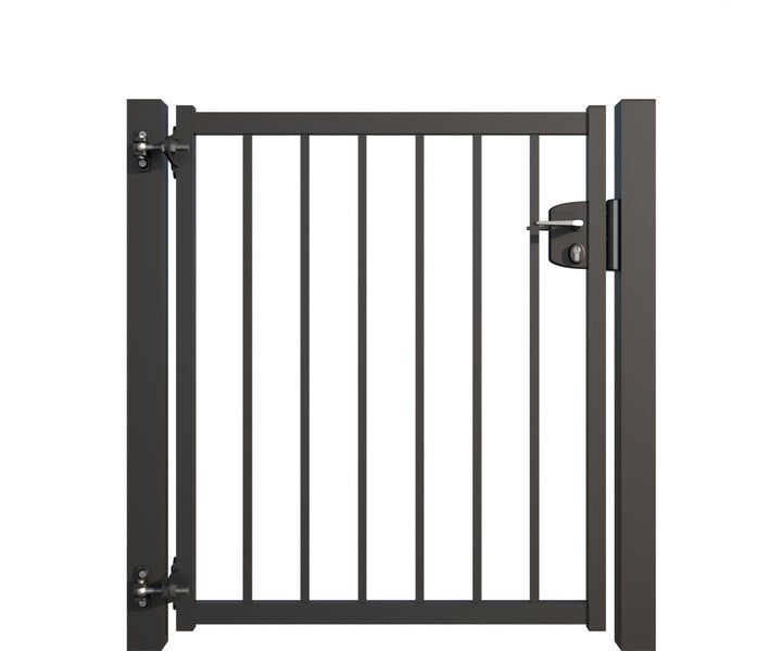 Gartentür aus Metall mit Schloss