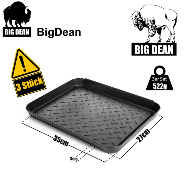 BigDean 3 Stück Schuhabtropfschale 27x35cm Anthrazit Schuhmatte für zu Hause – Schuhablage aus bruchfestem Kunststoff