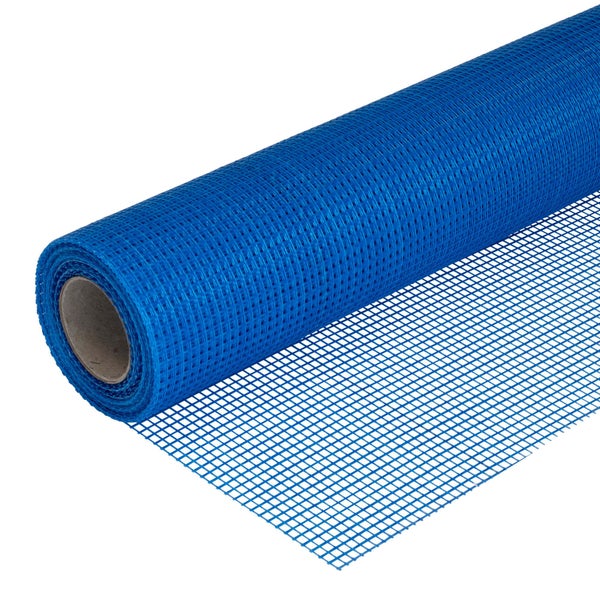Rolle blaues Armierungsgewebe aus Glasfaser für Putzbewehrung und Fassadensanierung.